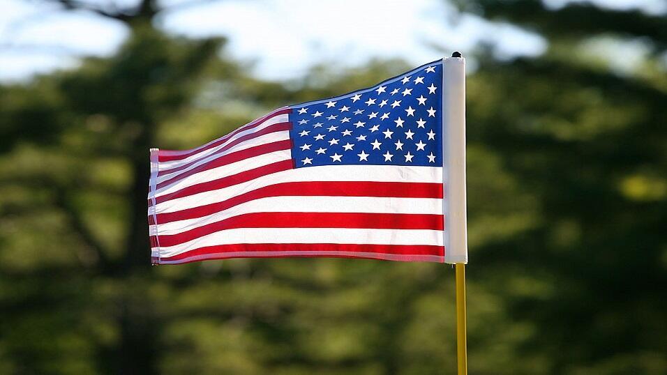 A stars and stripes golf flag
